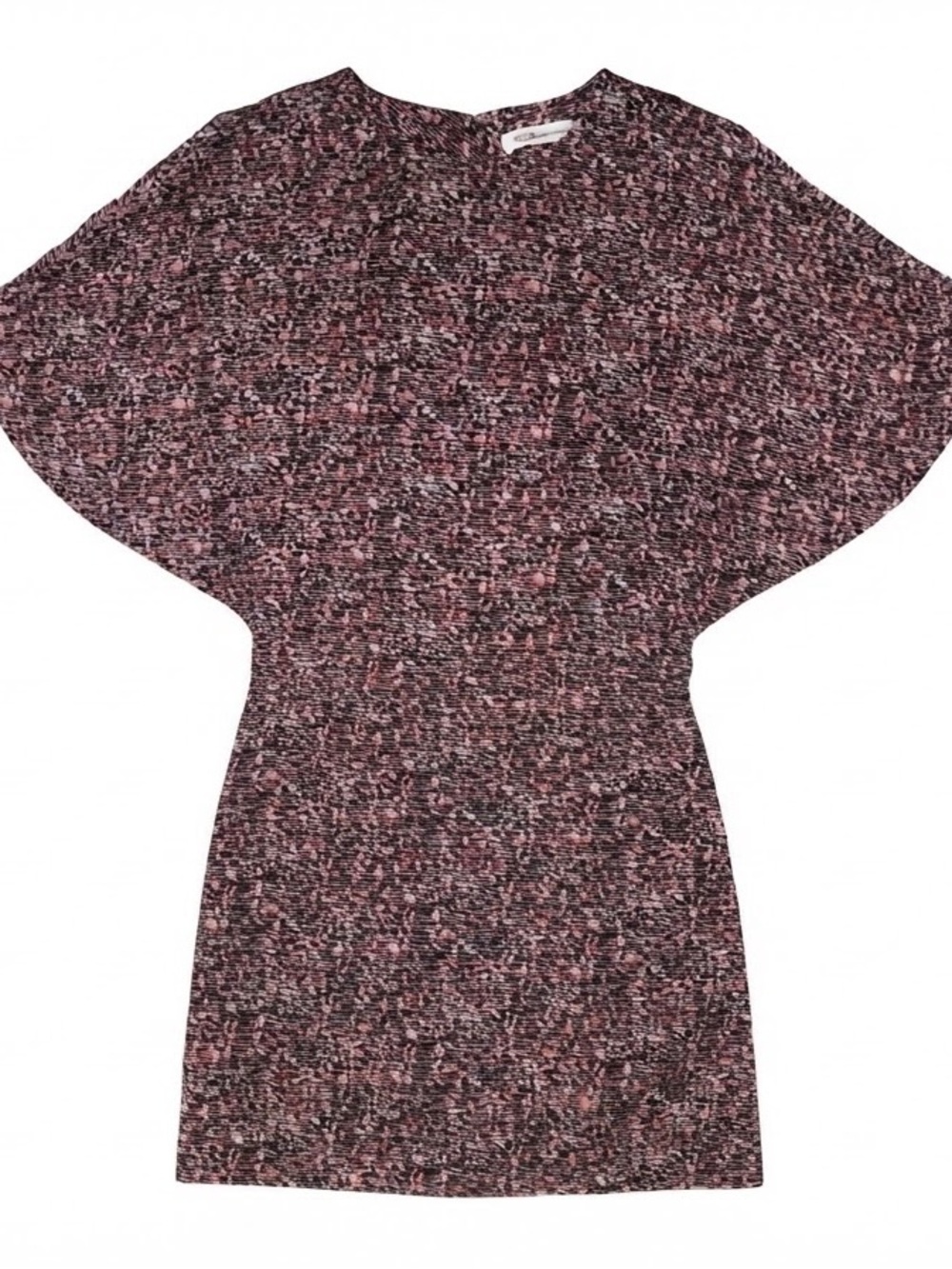 BCBGeneration Pink Black Patterned Open-Back Flutter Sleeve Mini Dress (Size M)